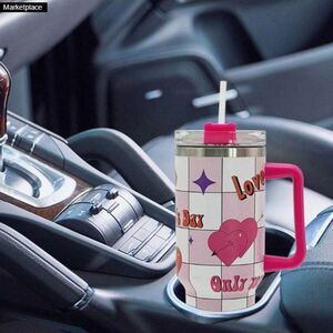 40oz Stainless Steel Insulated Tumbler – Multicolor Handle & Straw